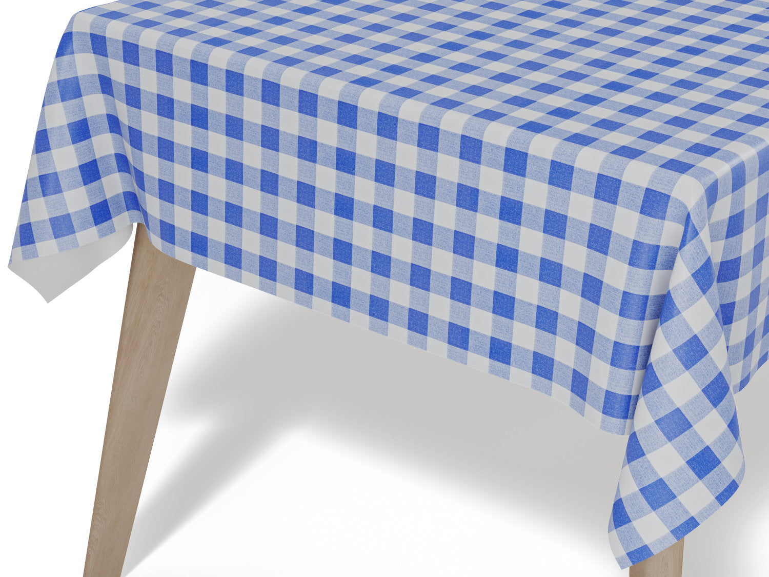 Voksdug i klassisk blå- og hvidternet mønster – tilpasses i ønskede mål og leveres rullet på rør