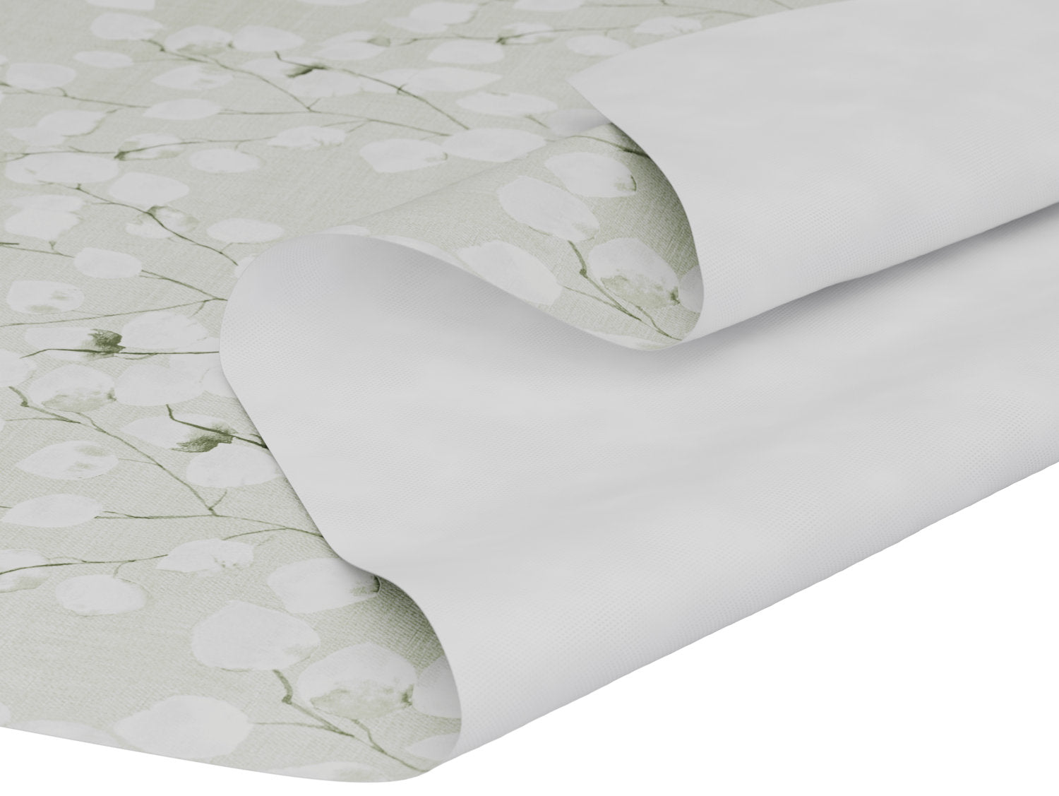 Grøn voksdug med bladmotiv – tilpasses i ønskede mål og leveres rullet på rør