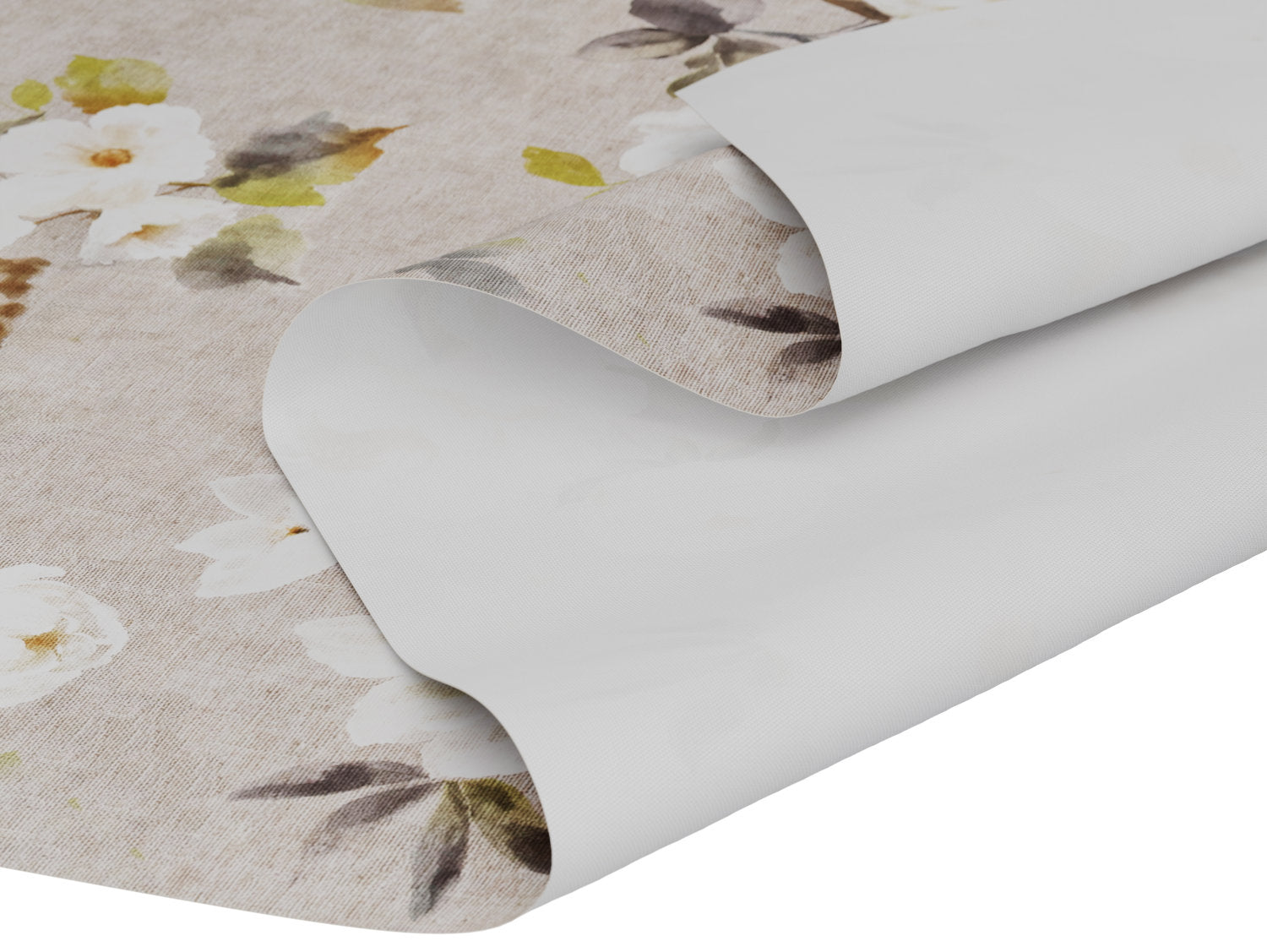 Voksdug i beige med lyse blomster - tilpasses i ønskede mål og leveres rullet på rør