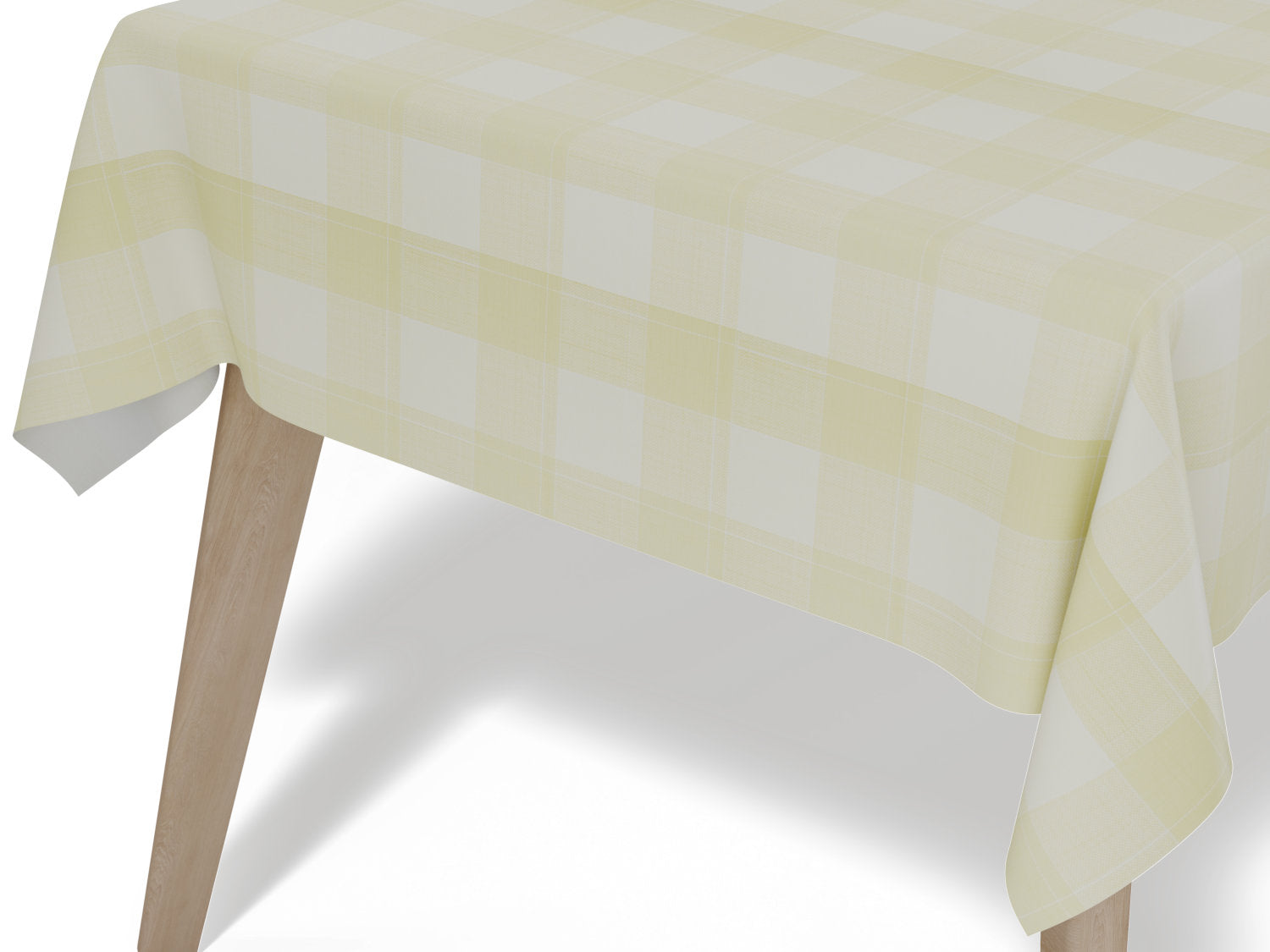 Voksdug i beige med klassiske hvide tern - tilpasses i ønskede mål og leveres rullet på rør