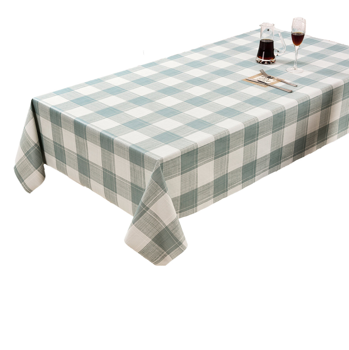 Voksdug i grøn med klassiske hvide tern - tilpasses i ønskede mål