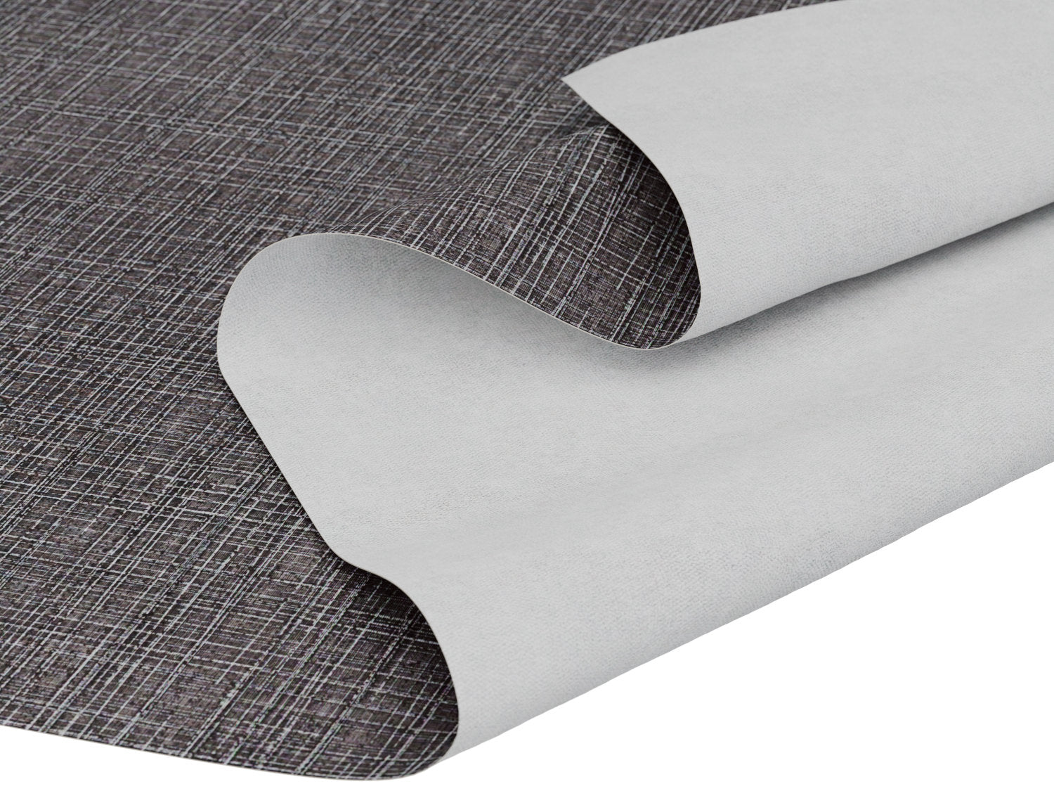 Voksdug i antracitgrå med vævet mønster - tilpasses i ønskede mål og leveres rullet på rør