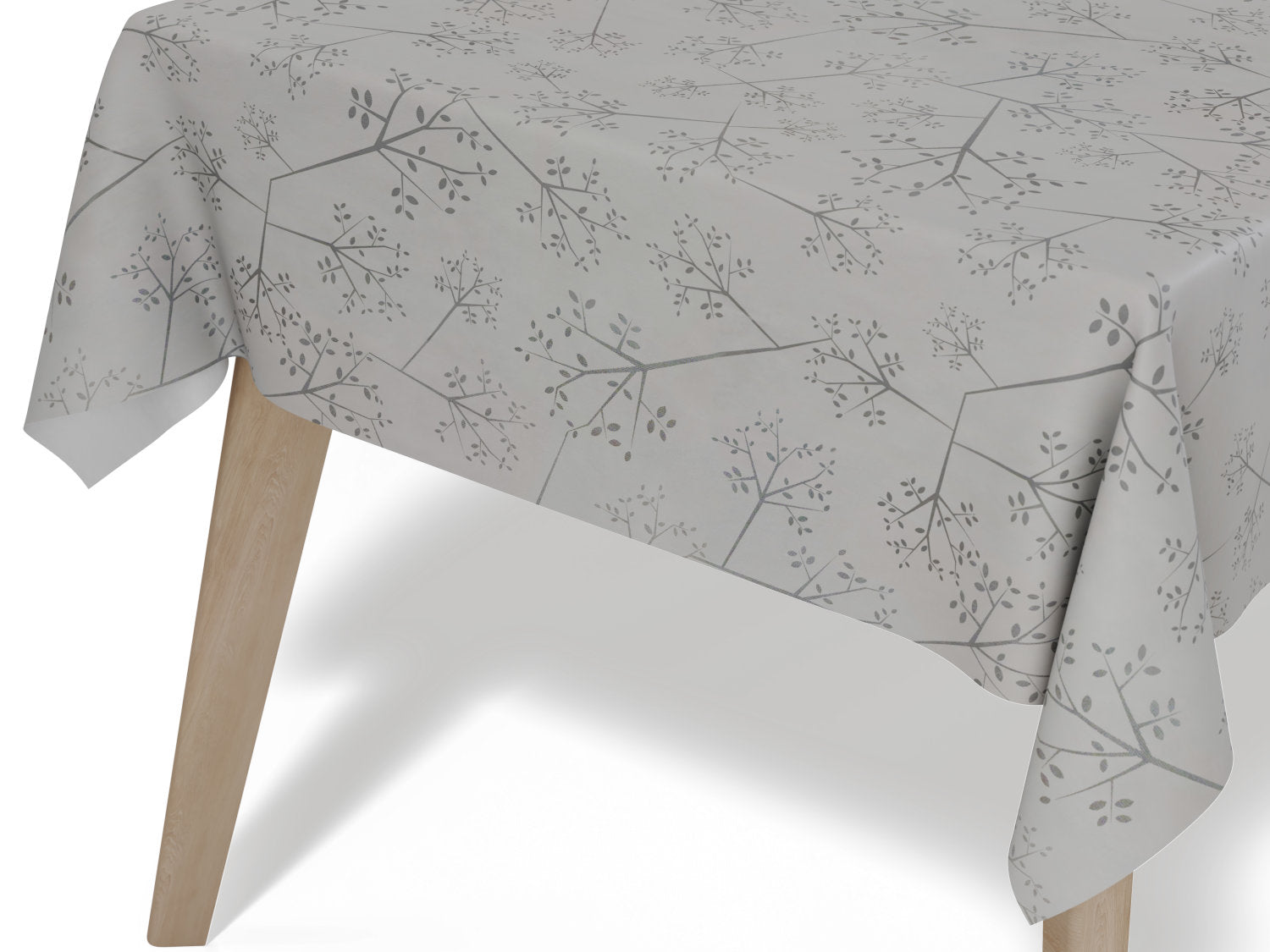 Voksdug i lys beige med fine grene - tilpasses i ønskede mål og leveres rullet på rør