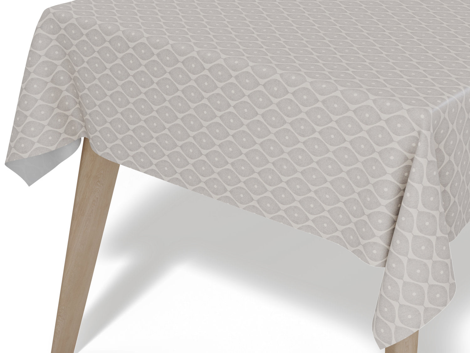 Voksdug i jordfarvet med grafisk mønster - tilpasses i ønskede mål og leveres rullet på rør