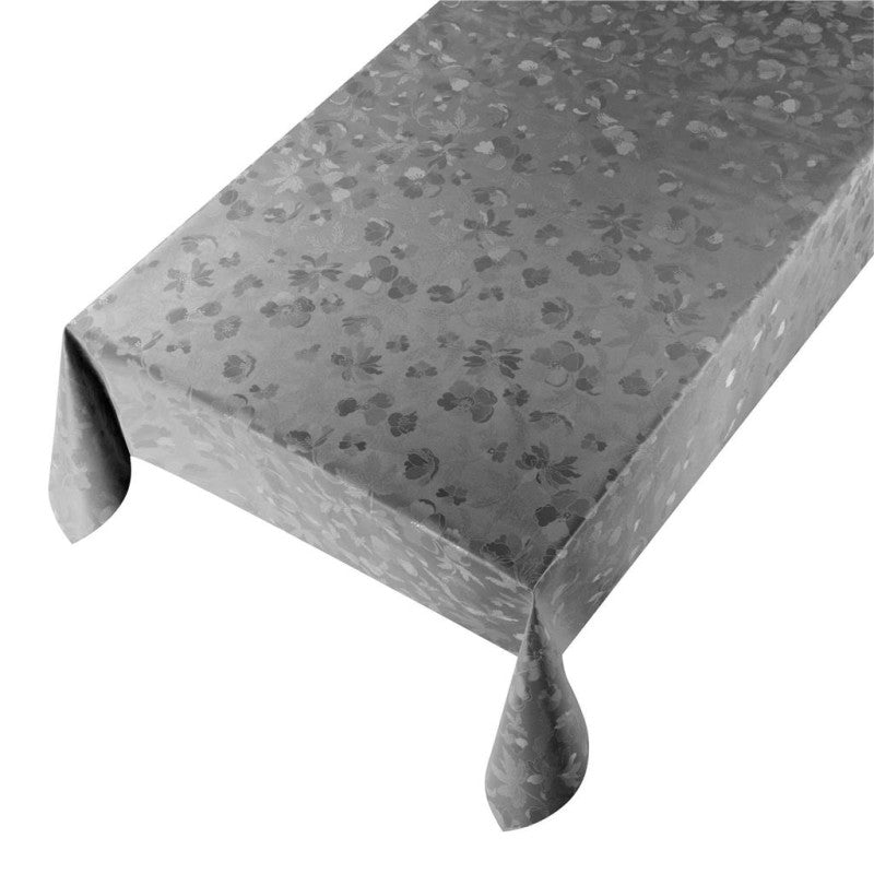 Voksdug i mørkegrå med blankt blomstermønster - tilpasses i ønskede mål