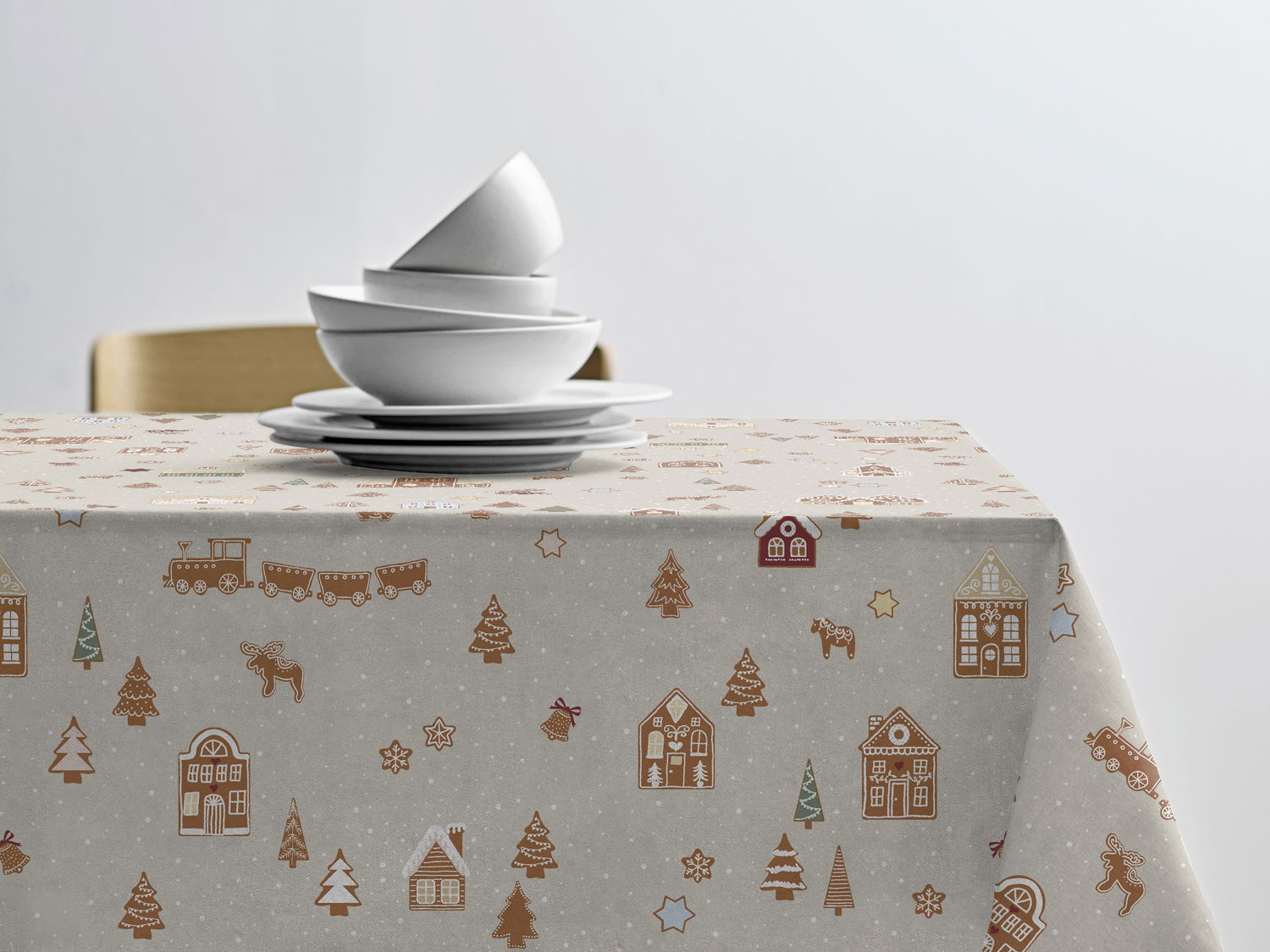 Södahl Gingerbread vandafvisende akryldug i natur med antislip - tilpasses i ønskede mål og leveres rullet på rør