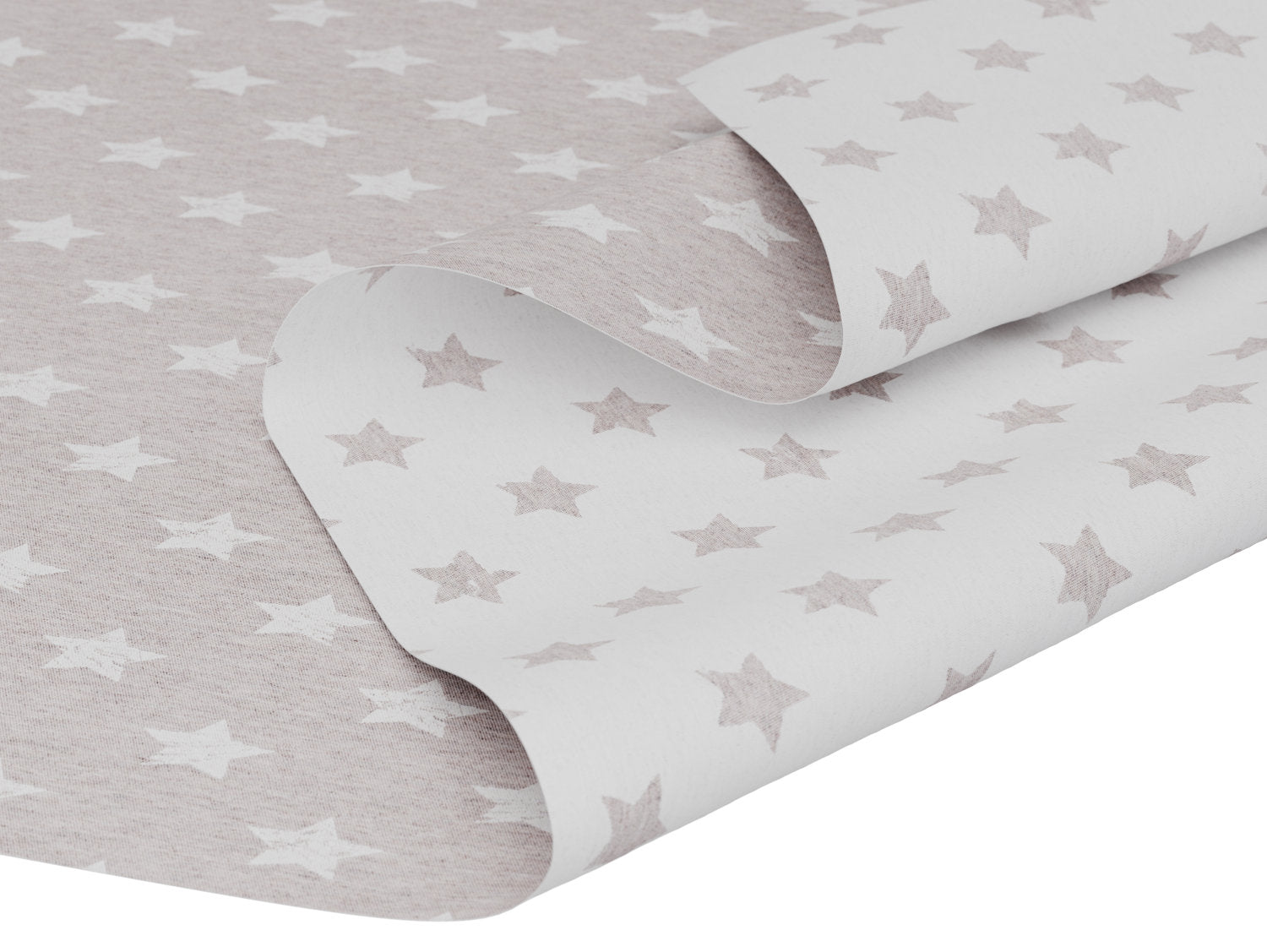 Vandafvisende akryldug med gråt stjernemønster – tilpasses i ønskede mål og leveres rullet på rør