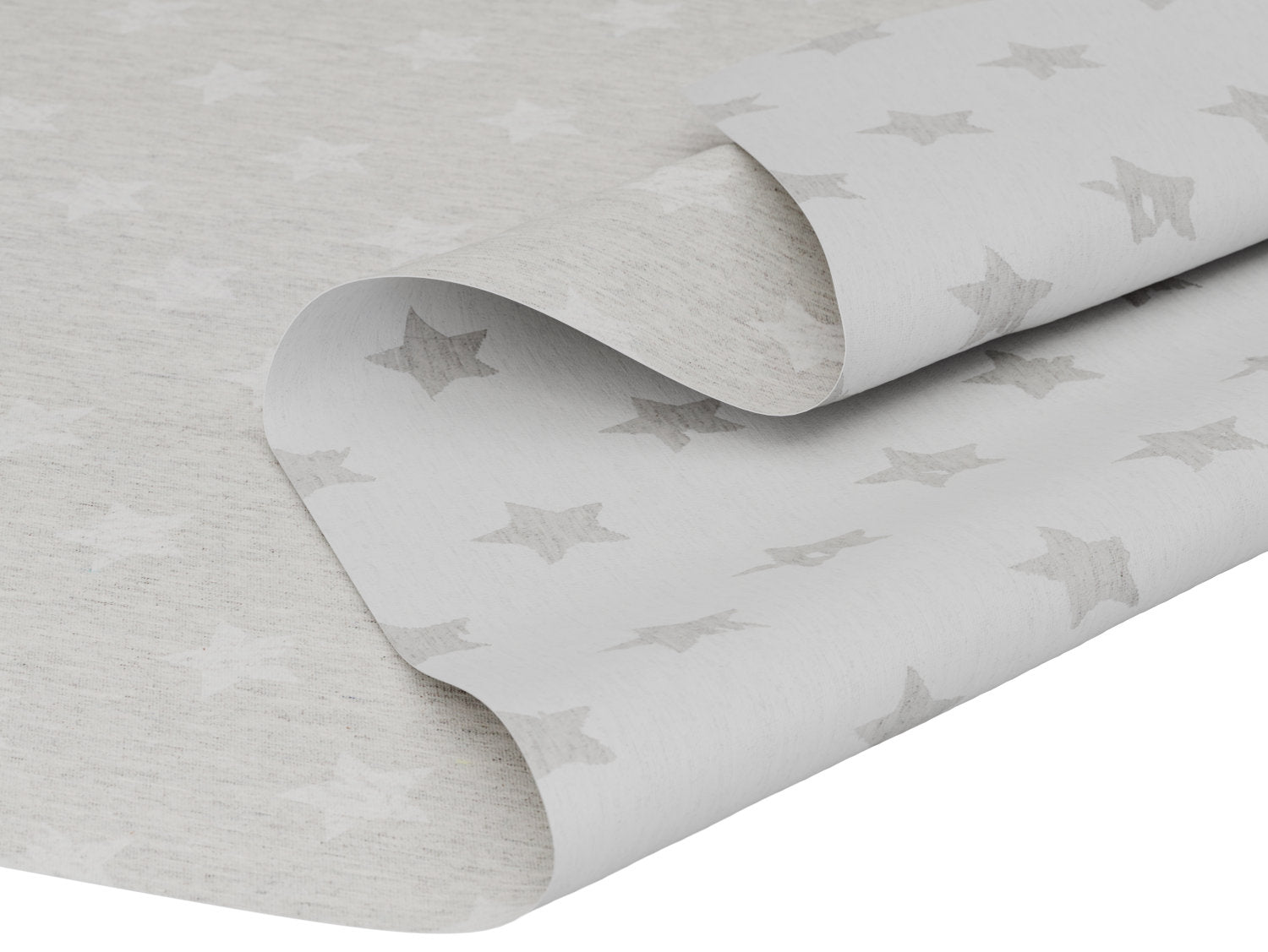 Vandafvisende akryldug med stjernemønster på lys grå baggrund – tilpasses i ønskede mål og leveres rullet på rør