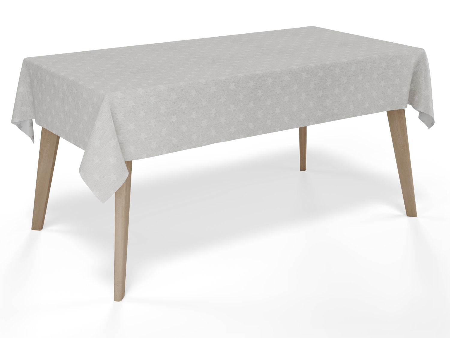 Vandafvisende akryldug med stjernemønster på lys grå baggrund – tilpasses i ønskede mål og leveres rullet på rør