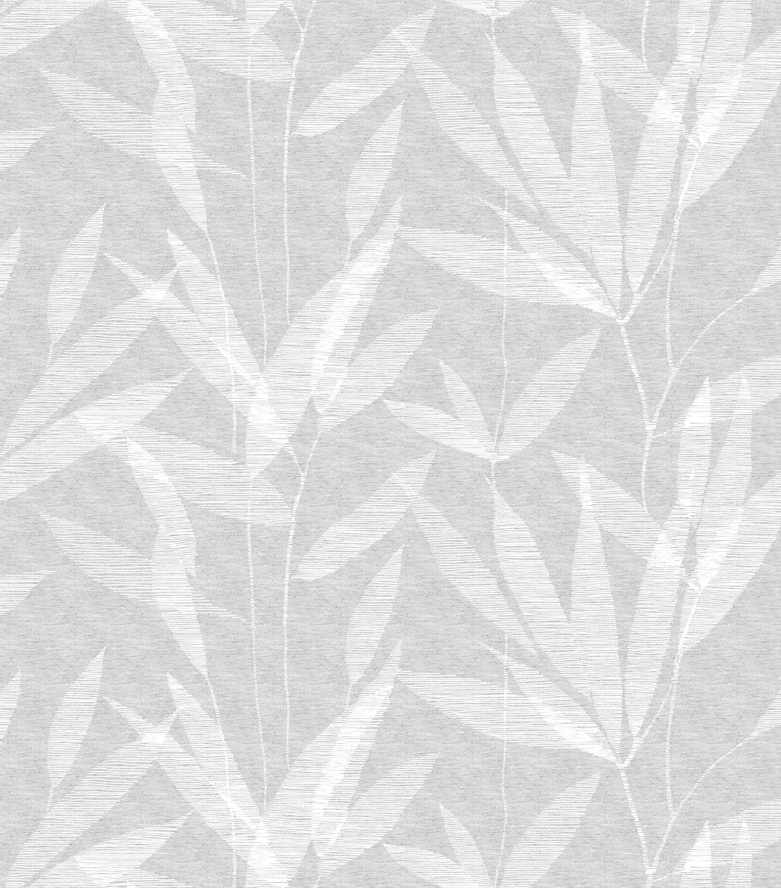 Vandafvisende akryldug i lys grå nuance med vævet bladmønster – tilpasses i ønskede mål og leveres rullet på rør