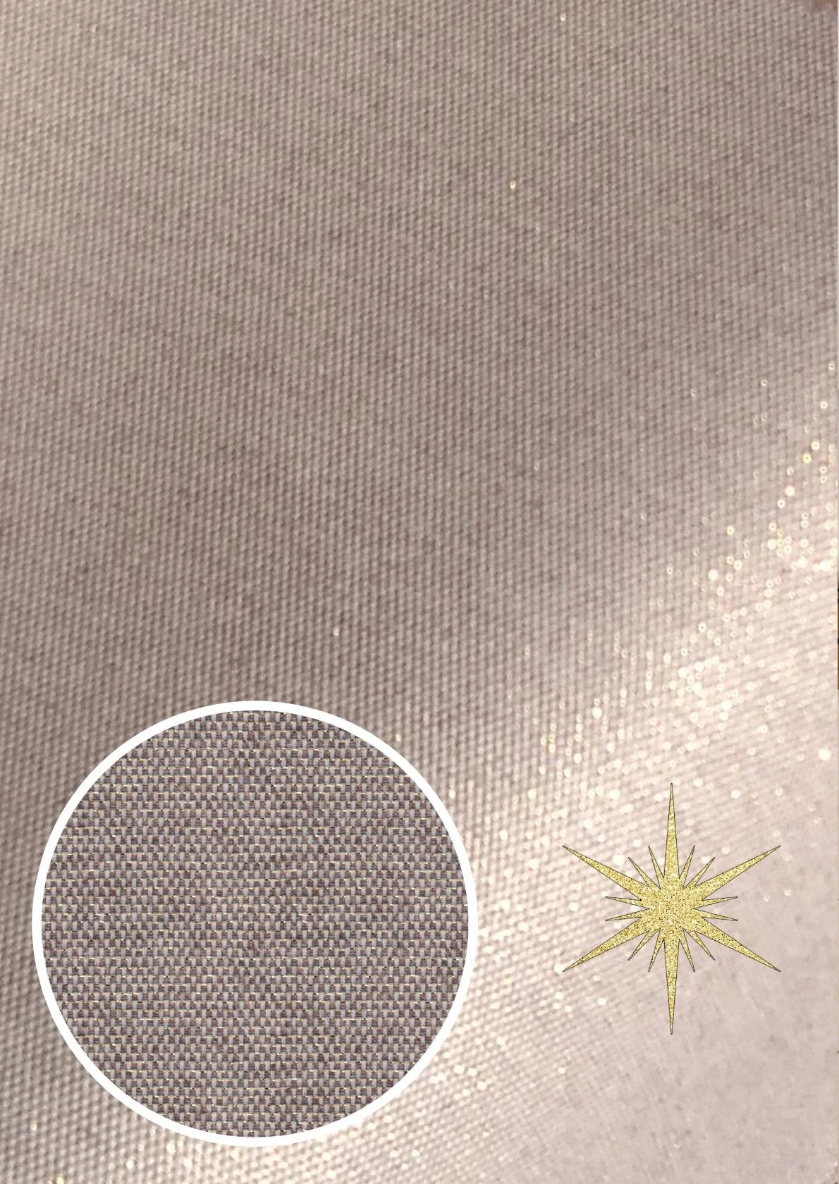 Vandafvisende akryldug i brungrå nuance med gylden tråd i vævning – tilpasses i ønskede mål og leveres rullet på rør