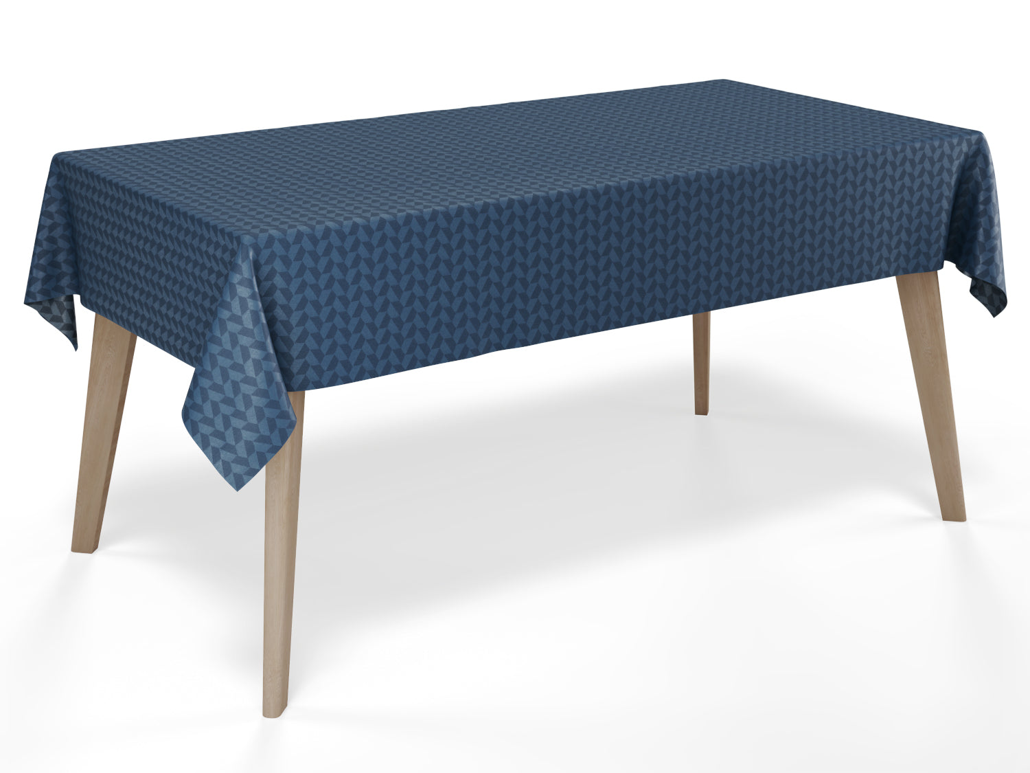 Compliments Oslo vandafvisende dug i blå med geometrisk mønster - tilpasses i ønskede mål og leveres rullet på rør