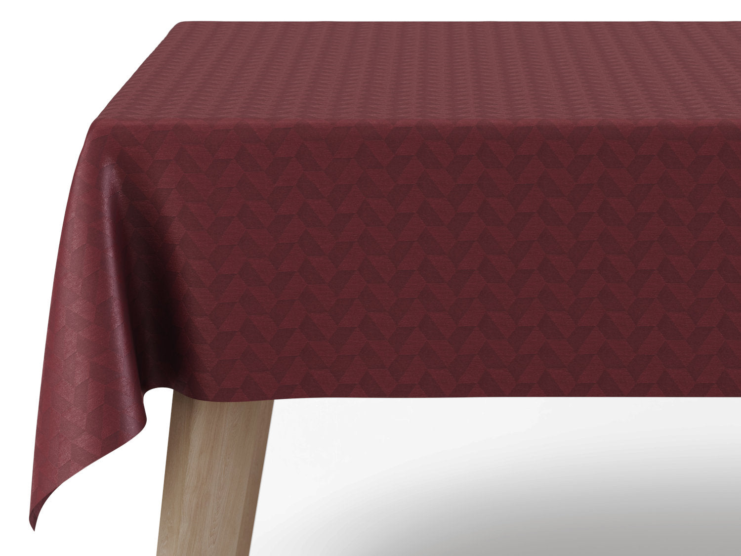 Compliments Oslo vandafvisende dug i vinrød med geometrisk mønster - tilpasses i ønskede mål og leveres rullet på rør