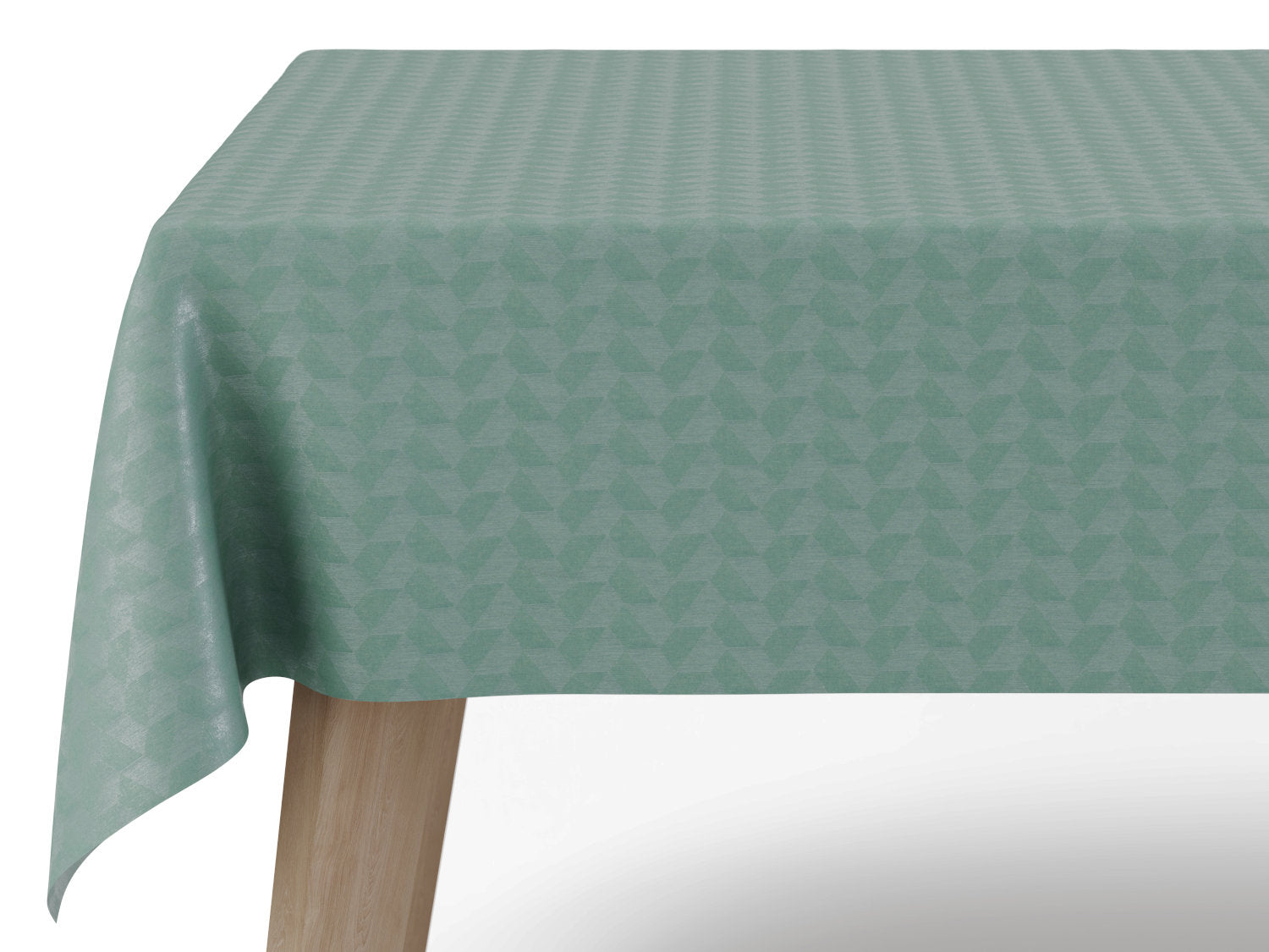 Compliments Oslo vandafvisende dug i støvet grøn med geometrisk mønster - tilpasses i ønskede mål og leveres rullet på rør