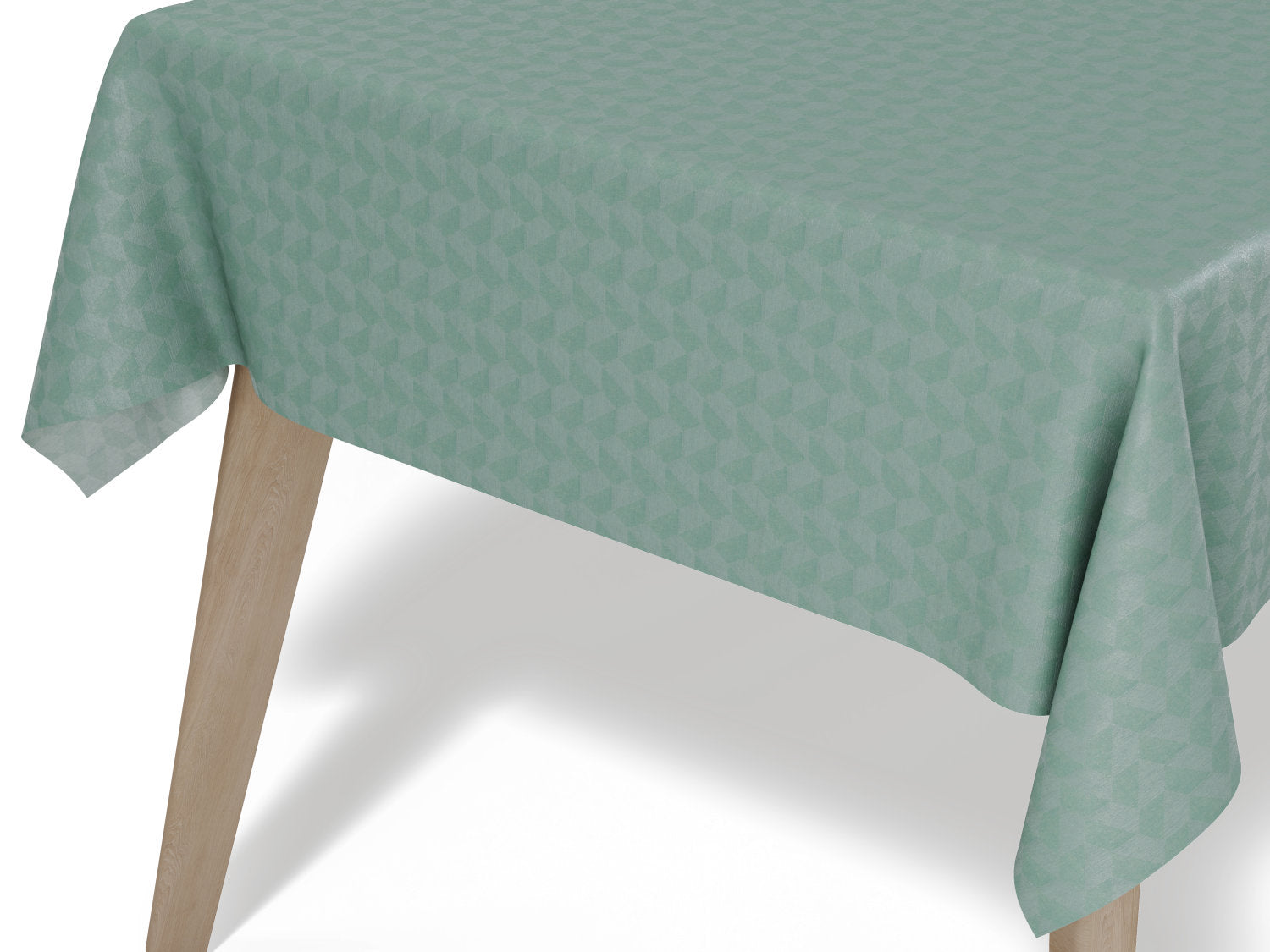 Compliments Oslo vandafvisende dug i støvet grøn med geometrisk mønster - tilpasses i ønskede mål og leveres rullet på rør