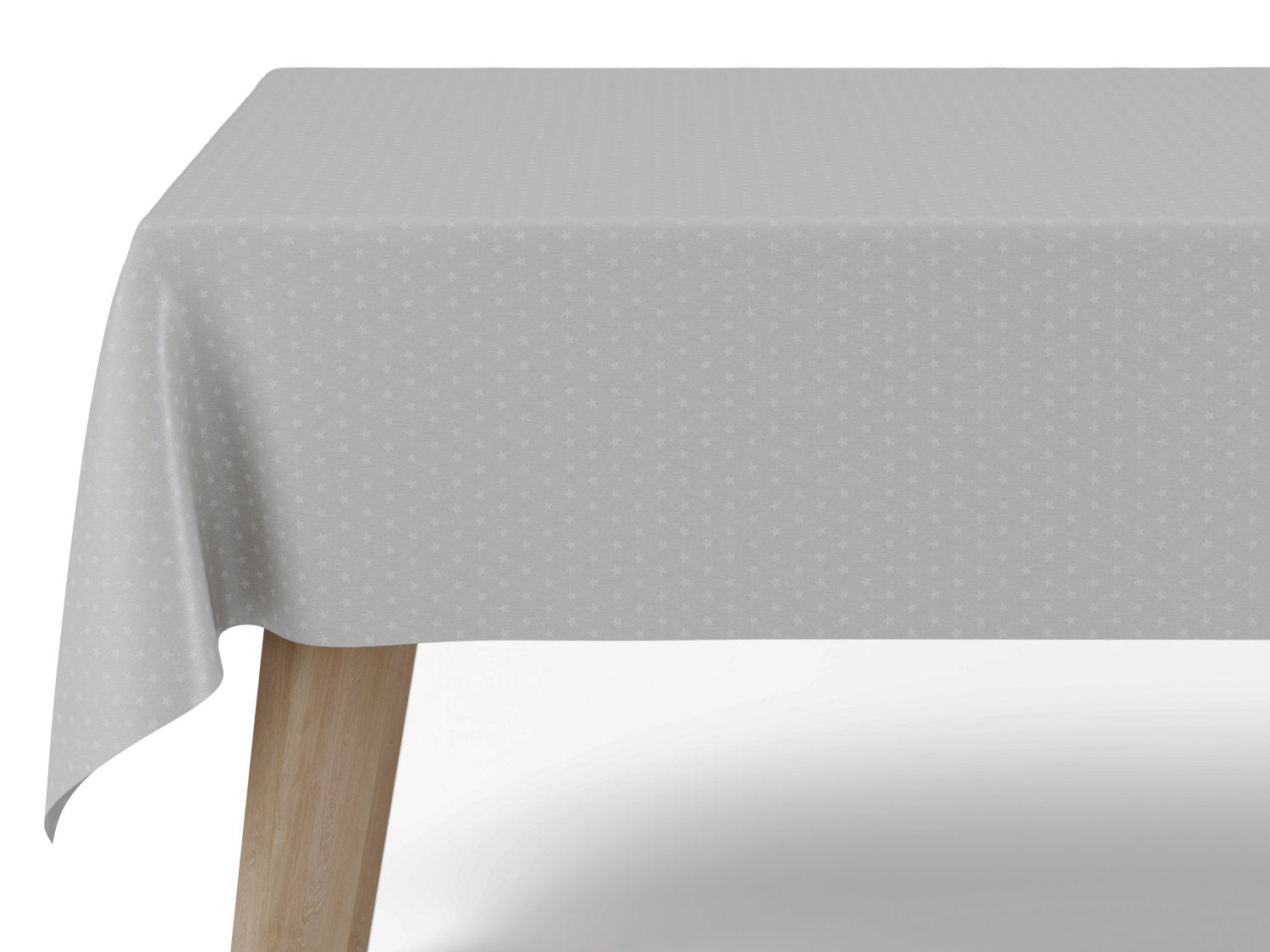 Vandafvisende akryldug – hvide stjerner på hørfarvet bund - tilpasses i ønskede mål og leveres rullet på rør