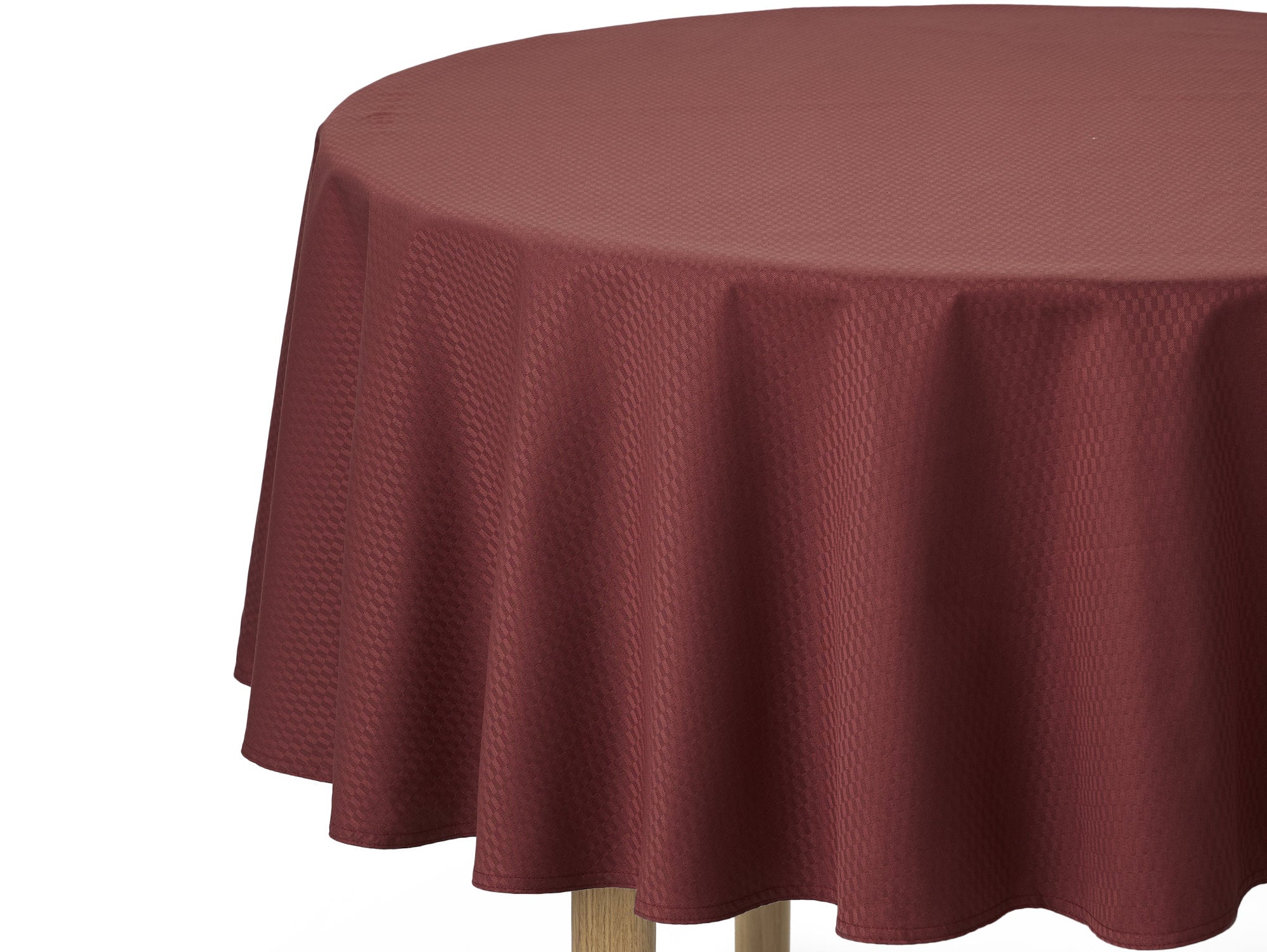 Compliments Tile Damask dug – Rund vinrød bomuldsdug i klassisk mønster (Ø200 cm)