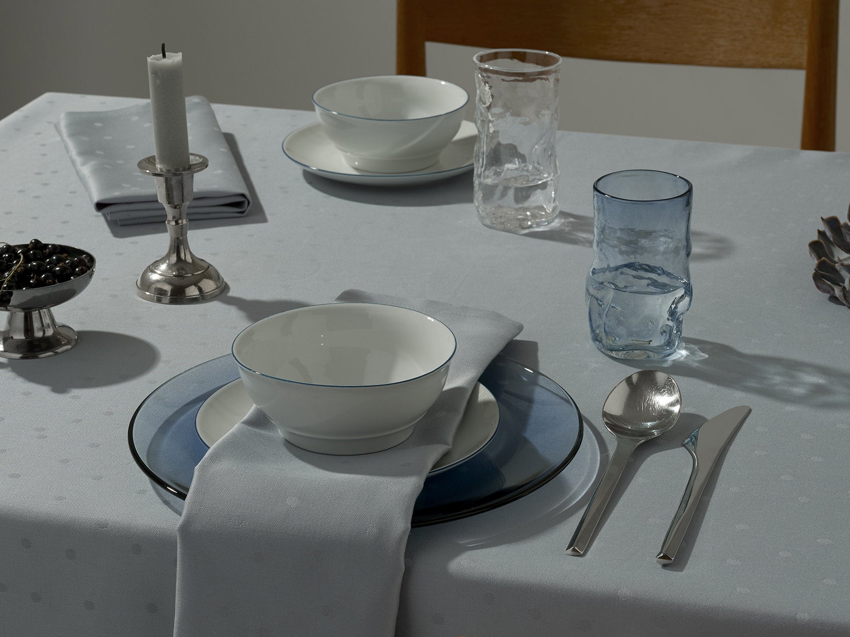 Compliments Confetti Damask dug Ø200 cm – Mineralblå