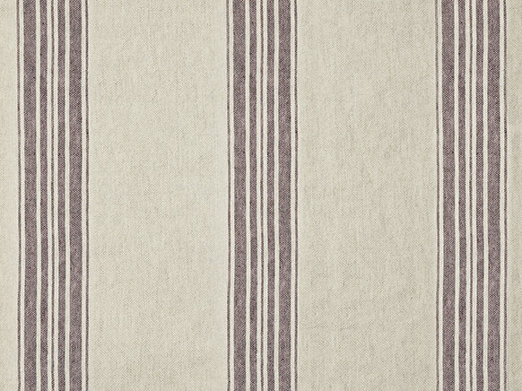 Arles hør-/bomuldsdug – Hørfarvet med blommefarvede striber (150 × 250 cm)