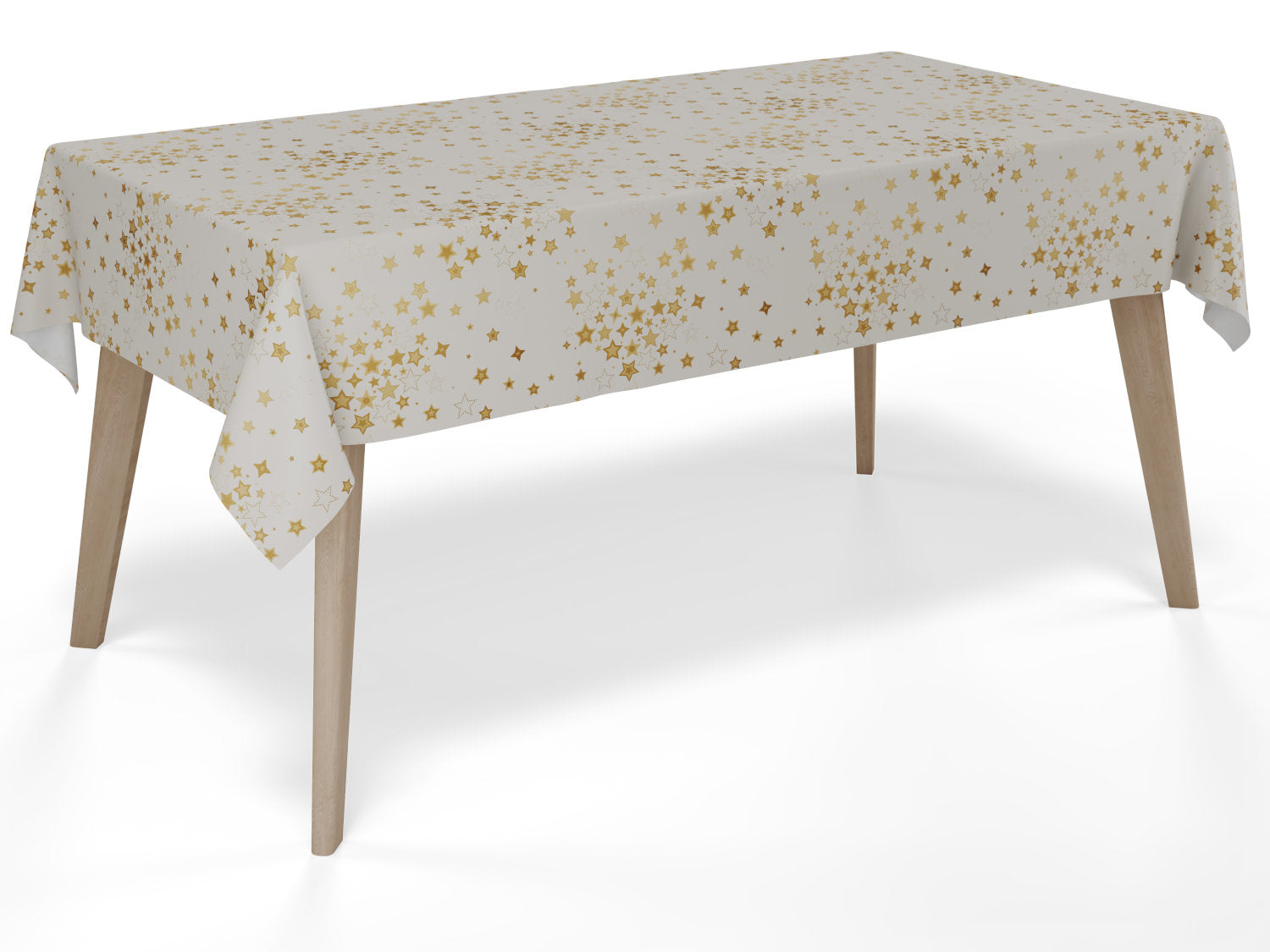 Voksdug i hvid med gylden stjernehimmel - tilpasses i ønskede mål og leveres rullet på rør