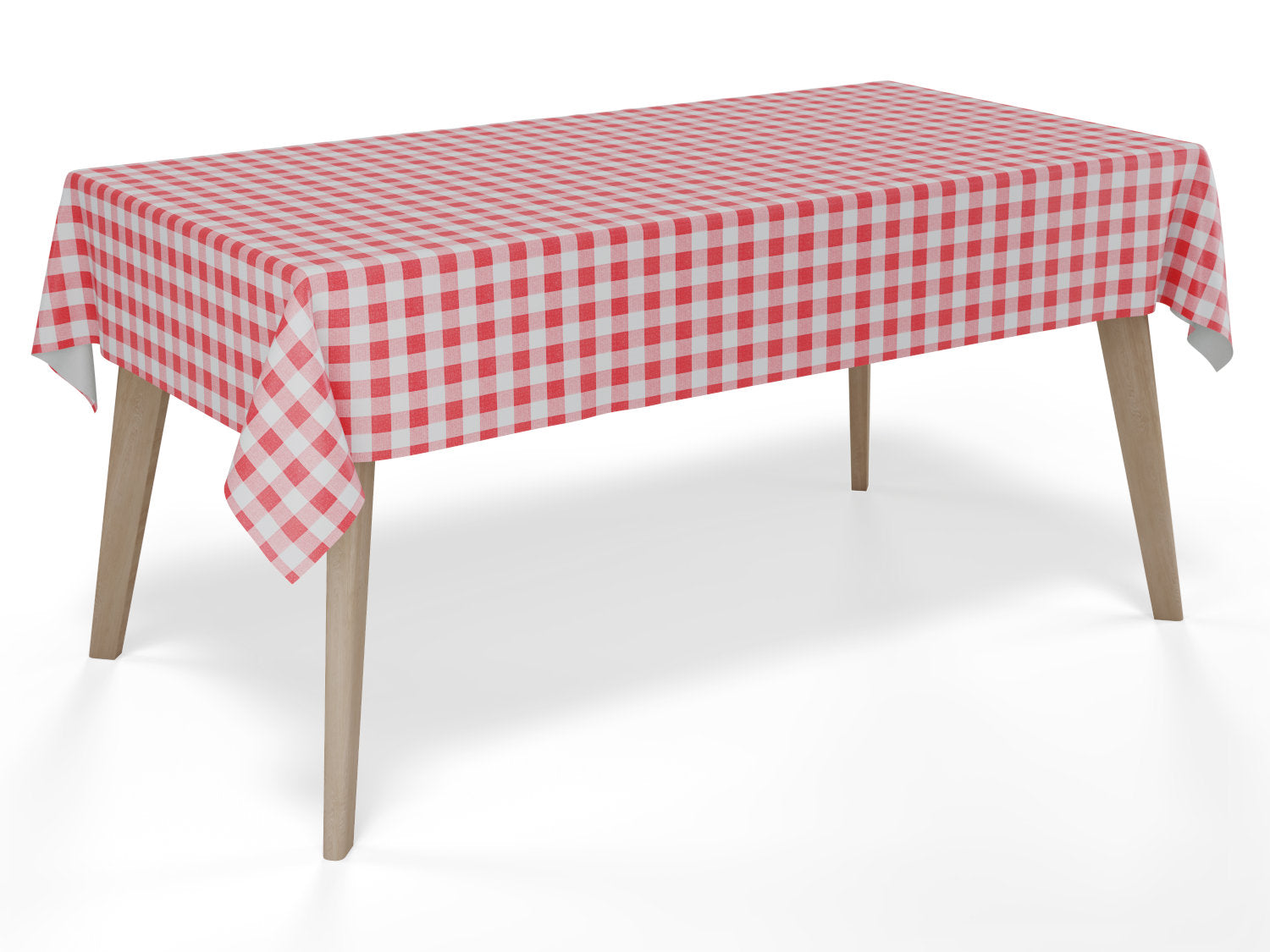 Voksdug i klassisk rød- og hvidternet mønster – tilpasses i ønskede mål og leveres rullet på rør