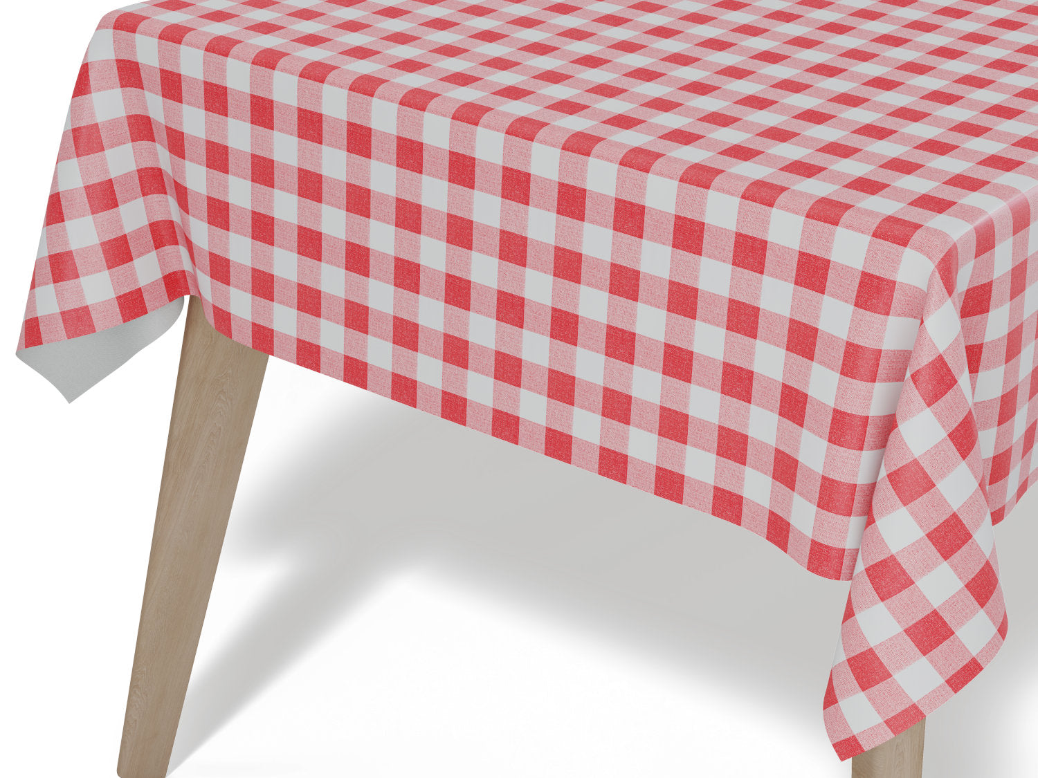 Voksdug i klassisk rød- og hvidternet mønster – tilpasses i ønskede mål og leveres rullet på rør