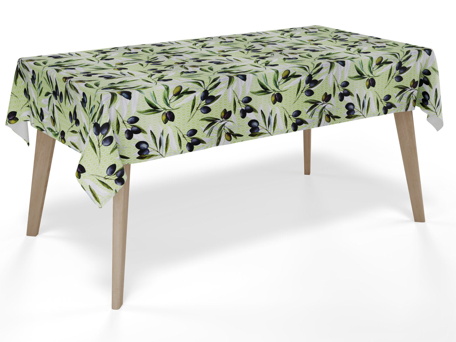 Voksdug i grøn med olivengrene - tilpasses i ønskede mål og leveres rullet på rør