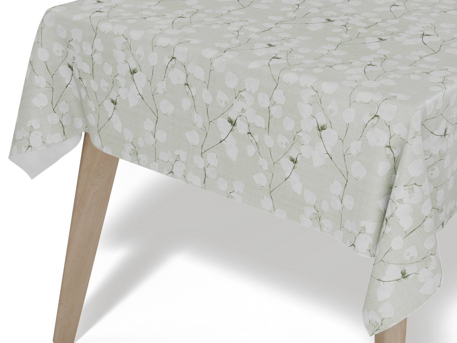 Grøn voksdug med bladmotiv  – tilpasses i ønskede mål og leveres rullet på rør