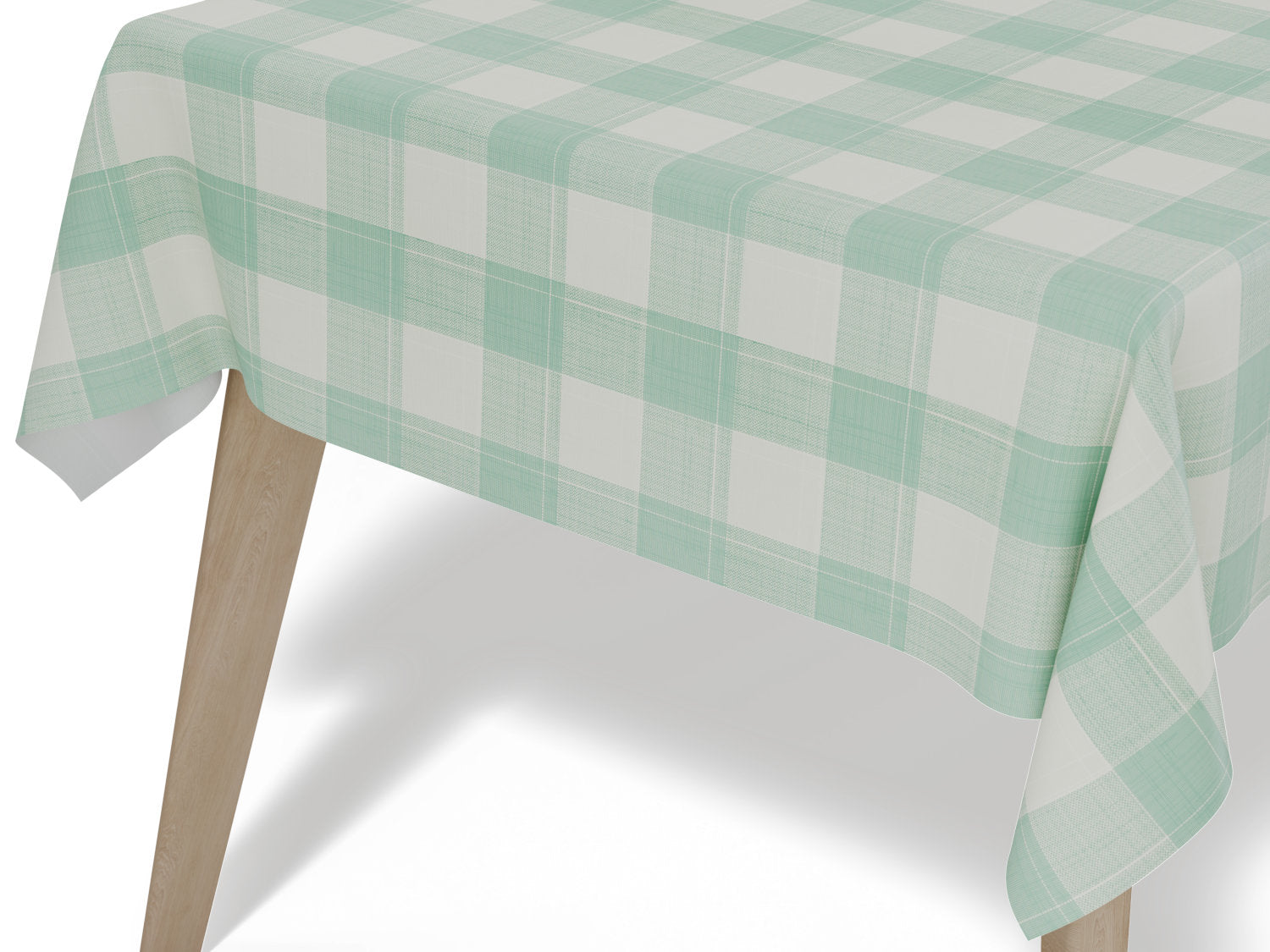 Voksdug i grøn med klassiske hvide tern - tilpasses i ønskede mål og leveres rullet på rør