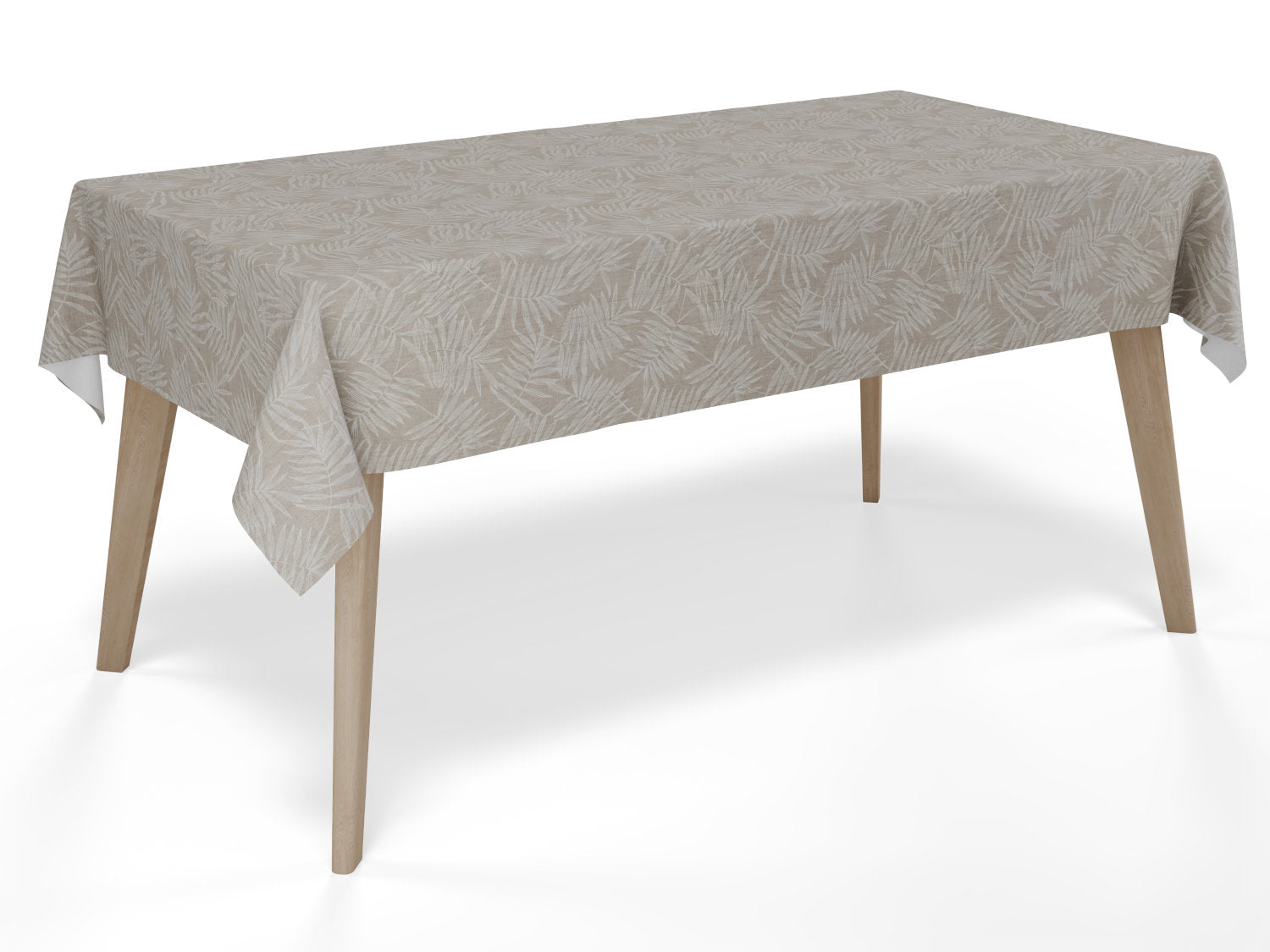 Voksdug i sandfarvet med bladmotiver - tilpasses i ønskede mål og leveres rullet på rør