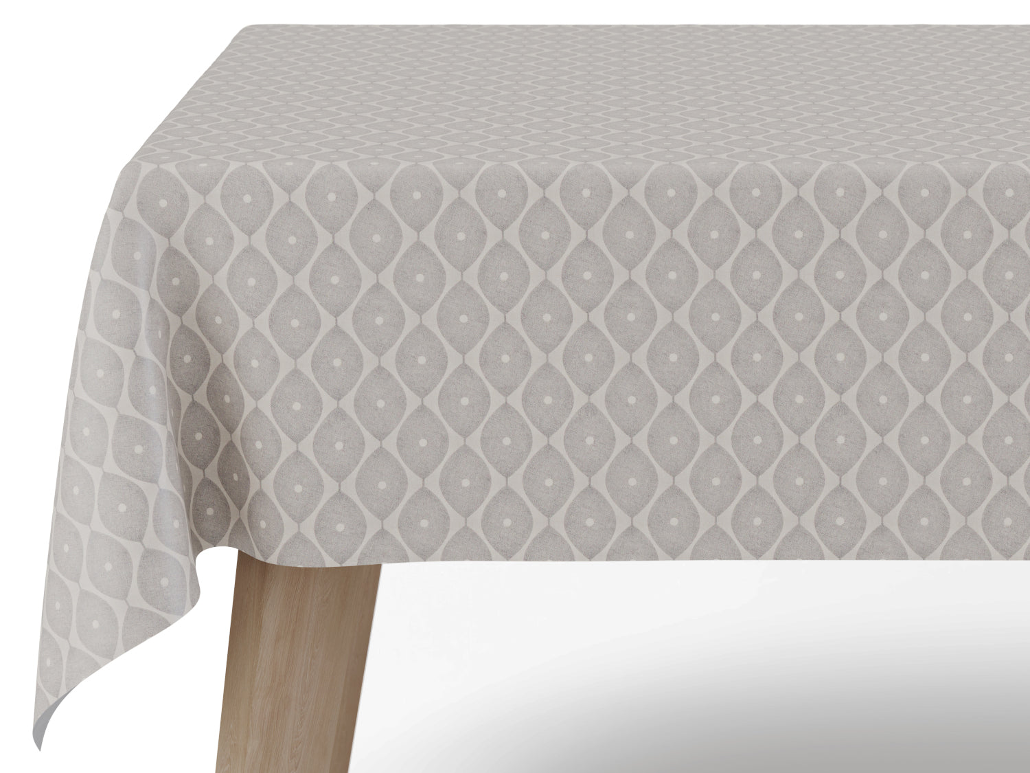 Voksdug i jordfarvet med grafisk mønster - tilpasses i ønskede mål og leveres rullet på rør