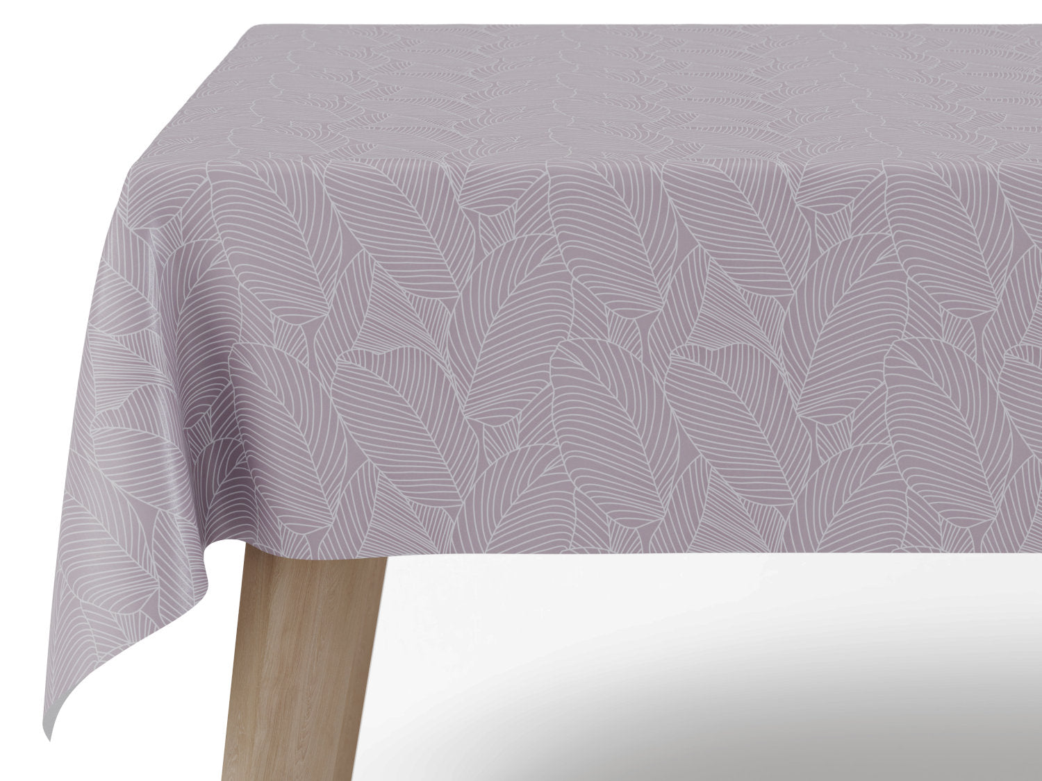 Voksdug i grå med bladmønster - tilpasses i ønskede mål og leveres rullet på rør