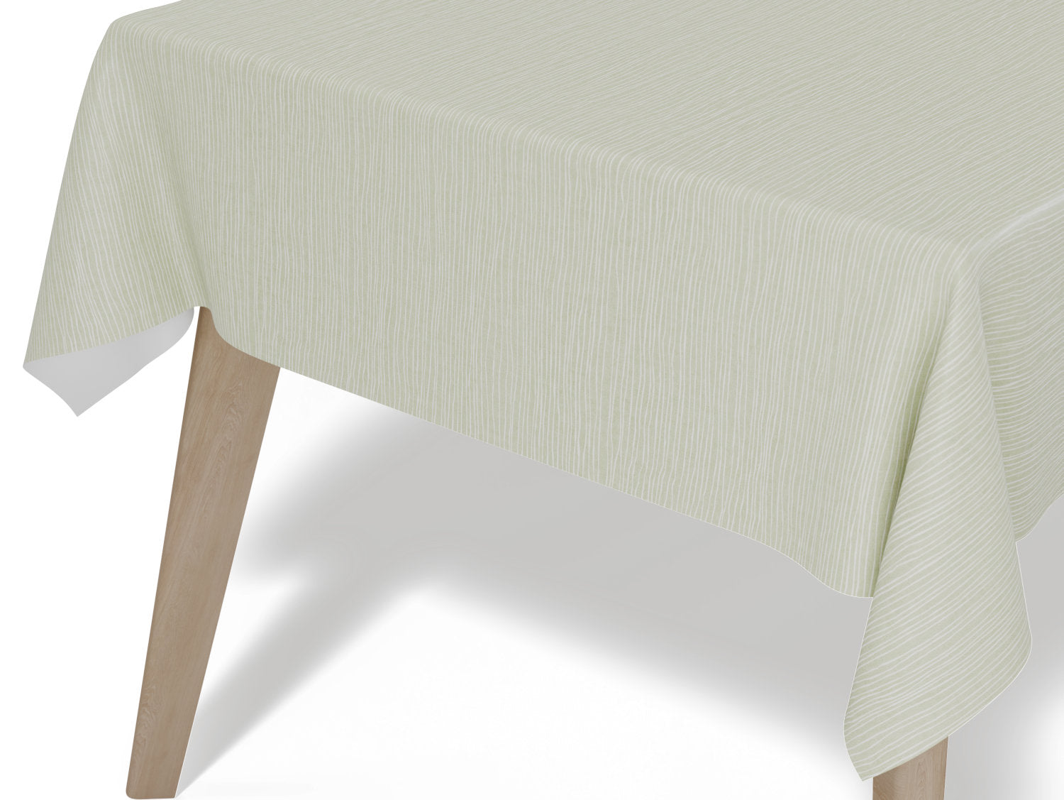 Voksdug i støvet grøn med diskret stribet mønster - tilpasses i ønskede mål og leveres rullet på rør