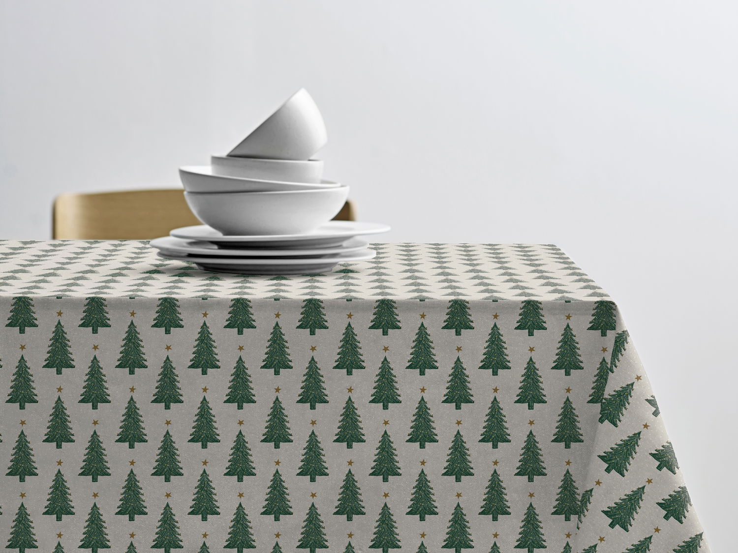 Södahl Christmas Trees vandafvisende akryldug i pine green med antislip - tilpasses i ønskede mål og leveres rullet på rør