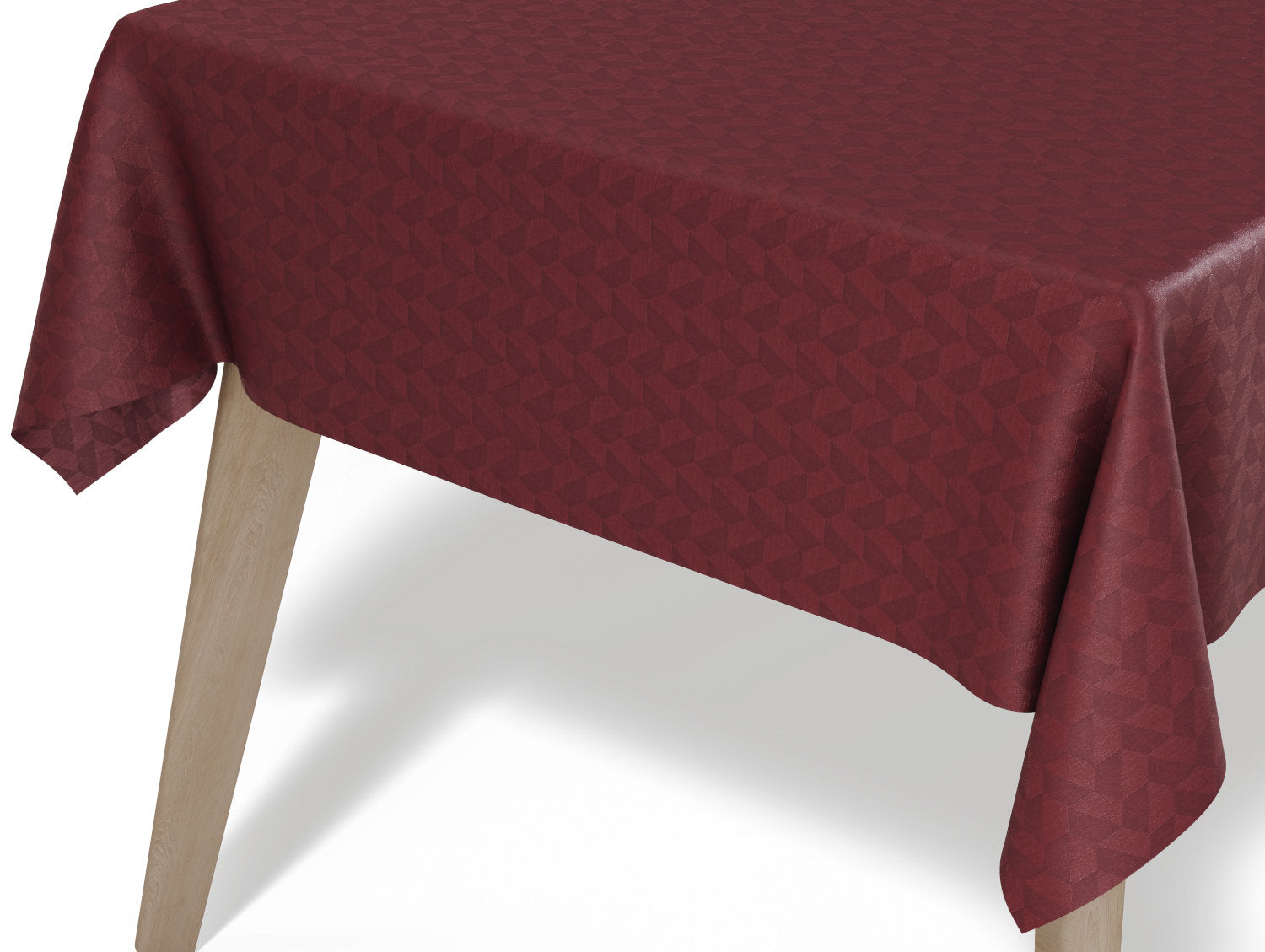 Compliments Oslo vandafvisende dug i vinrød med geometrisk mønster - tilpasses i ønskede mål og leveres rullet på rør