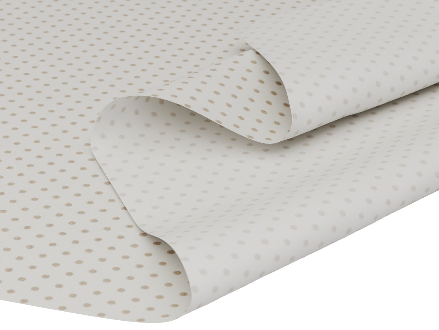 Vandafvisende akryldug med små prikker – beigen med mørkebrune prikker –  tilpasses i ønskede mål og leveres rullet på rør