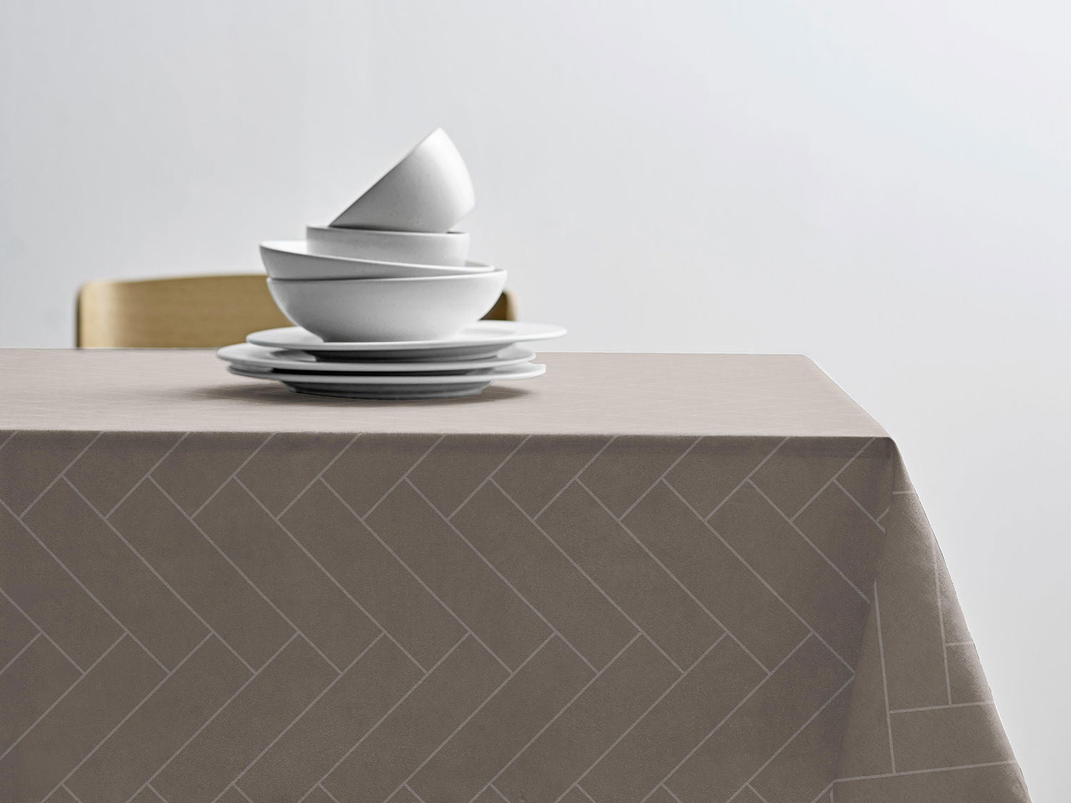 Södahl Tiles Damask Dug – Jordfarvet (140 × 220 cm)